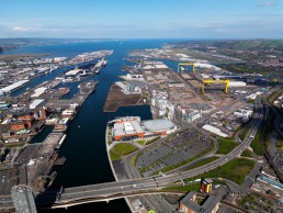 Daytime harbour and docklands Belfast