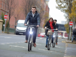 People cycling using Belfast's public bike hire scheme, Belfast Bikes.