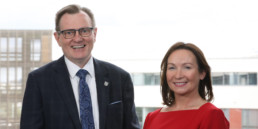 Belfast Digital Innovation Commissioner, Eileen Montgomery with Vice-Chancellor of Queen's University, Ian Greer.