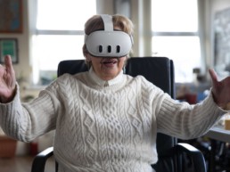 Women using virtual reality headset